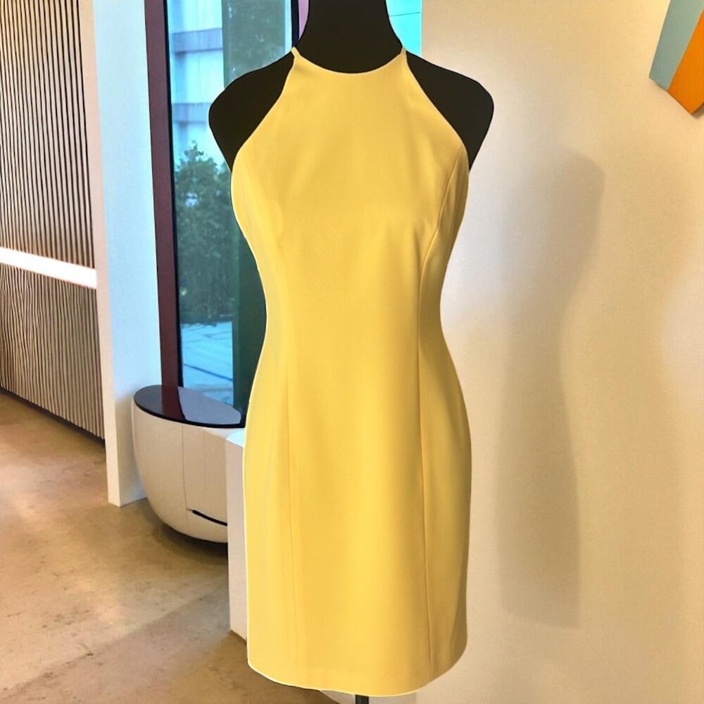 Vintage Cache Yellow Halter Backless Dress Size 4